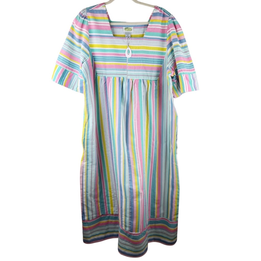 Vintage Collection ETC House Dress Pockets Front Zip Cottage Core 80s Size XL